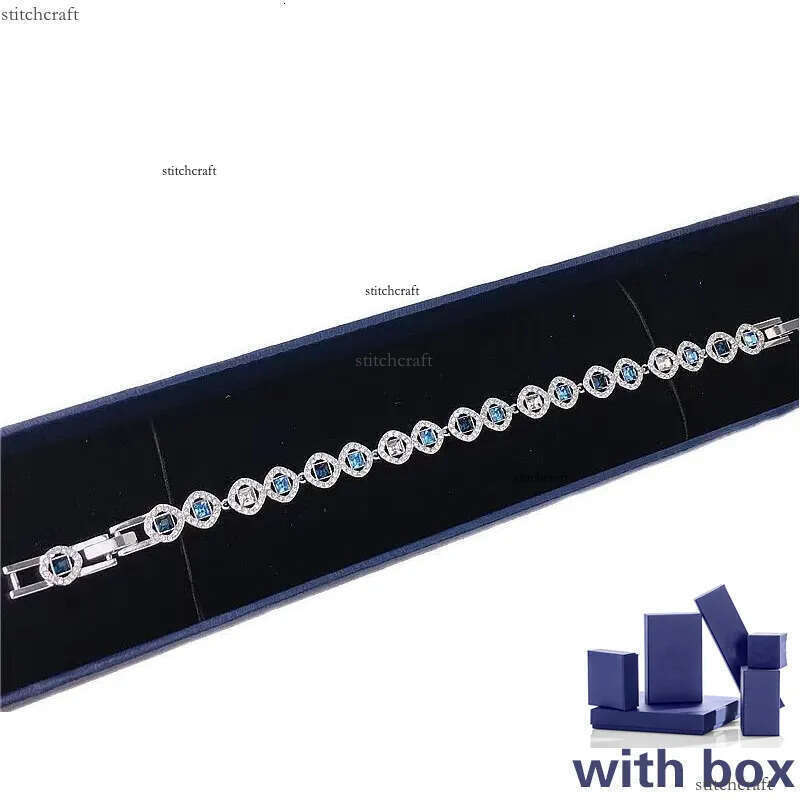 bracelets tennis bracelet women men sier plated inlaid blue sqart crystal dia designer jewelry woman valentines day gift
