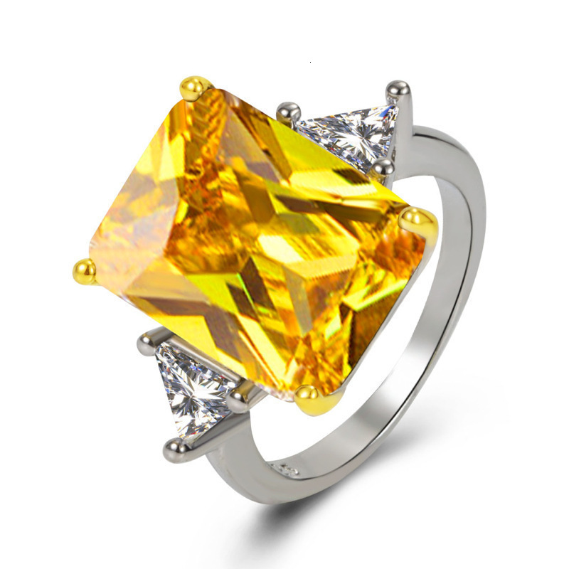 Wong Rain 18K Gold Plated 925 Sterling Silver 8*10 MM Crushed Ice Cut Citrine Gemstone Ring for Women Wedding Engagement Jewelry 250627