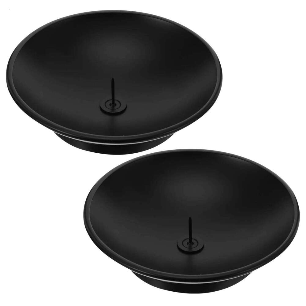 Vintage Holder Black: Retro Iron Pillar Candlestick Plate For Wax Led Aromatherapy Spa Wedding Party, Metal Y260131