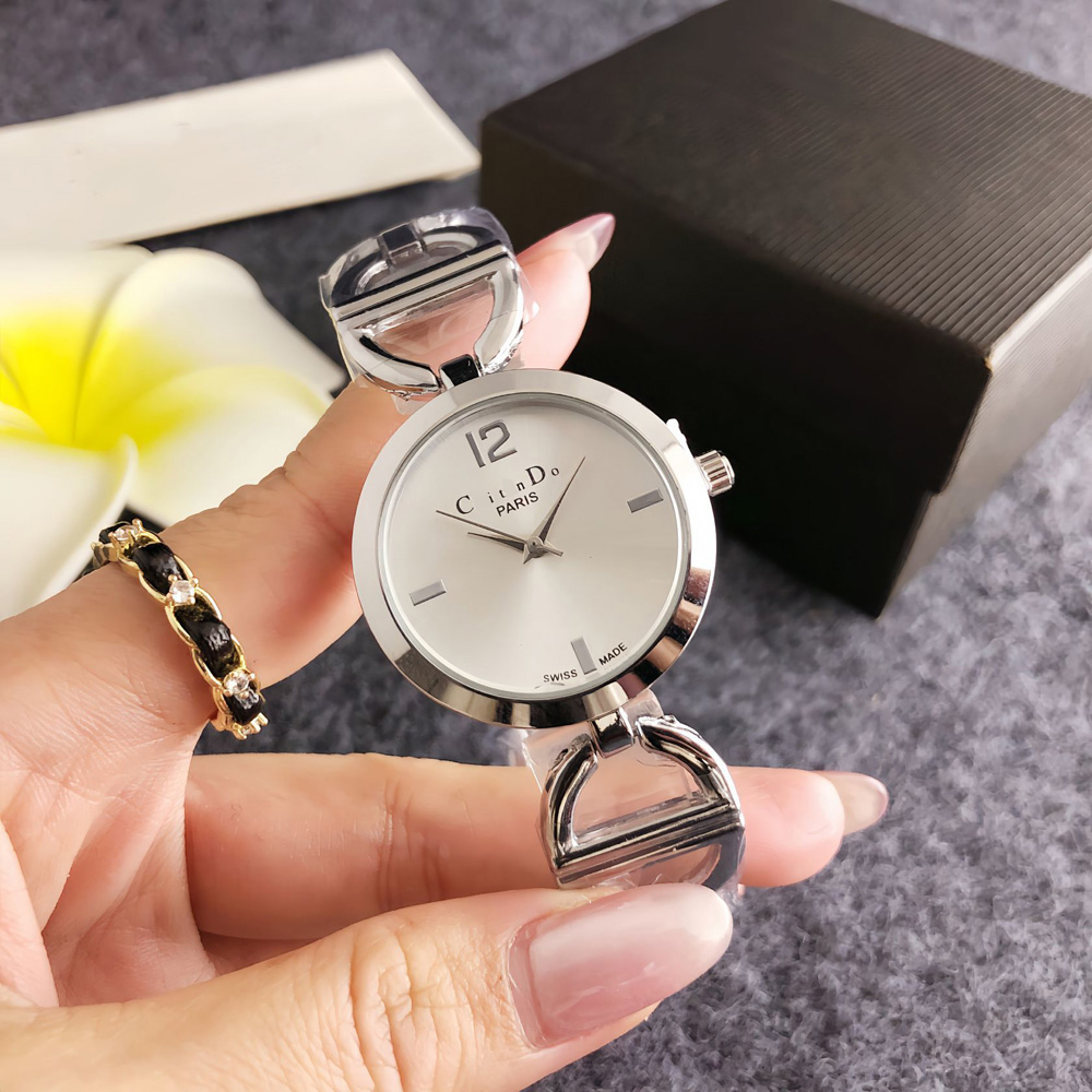 Fashion Full Brand Wrist Watch Women Girl Ladies 32mm Style Steel Metal Band Quartz Logo Luxury Clock Di58