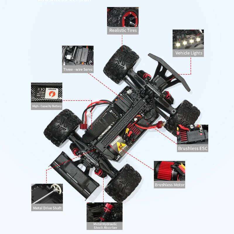 9309E/309E 1:18 Scale 4WD RC Off-Road Car 2 Modes: Brushless 60km/h / Brushed 40km/h - Remote Control Climbing Toy for Kids Y260131