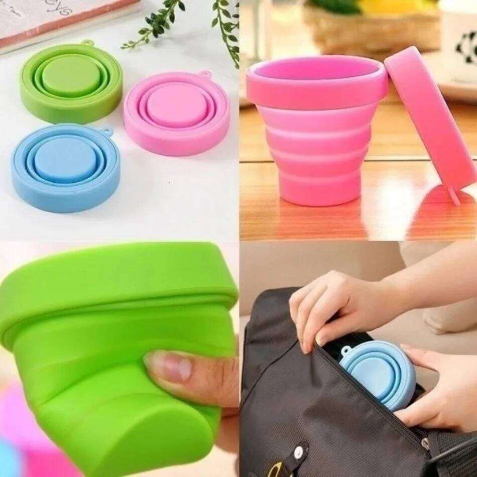 1 Pcs Portable Silicone Telescopic Drinking Collapsible Folding Cup Travel Camping Bathroom Tumblers Water Bottle Z260202