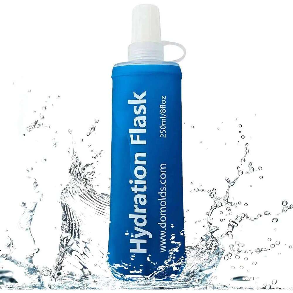 AXEN Ocean Blue 250ML TPU Foldable Running Flask Soft Collapsible Water Bottle for Hydration Pack Cycling M Z260202