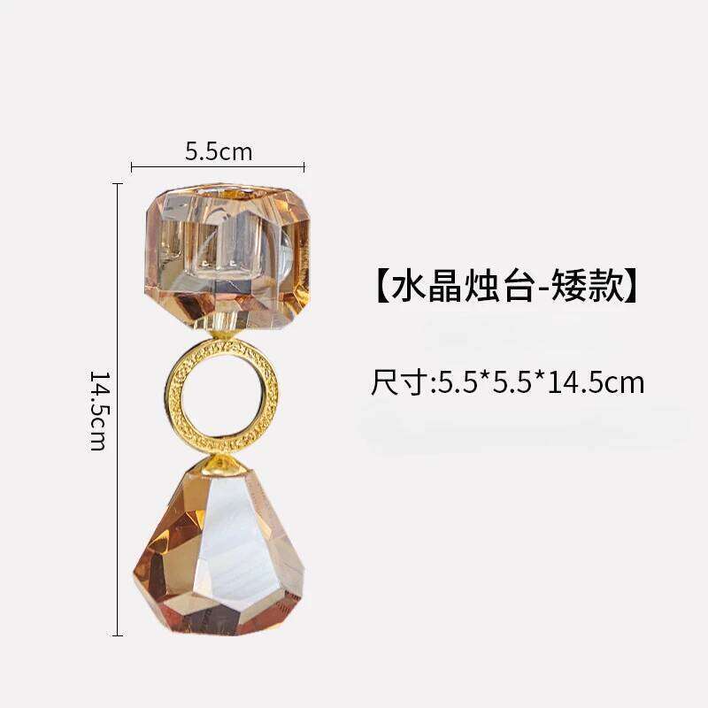 Crystal Simple Modern Champagne Color Decoration Home Metal Aromatherapy Candle Holder Creative Atmosphere Photo Y260131