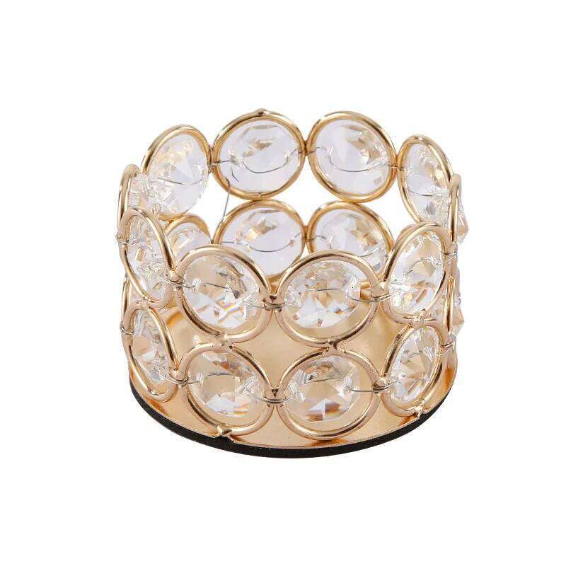 Golden Holder European Crystal Stand Creative Dinner Candle Cup Y260131