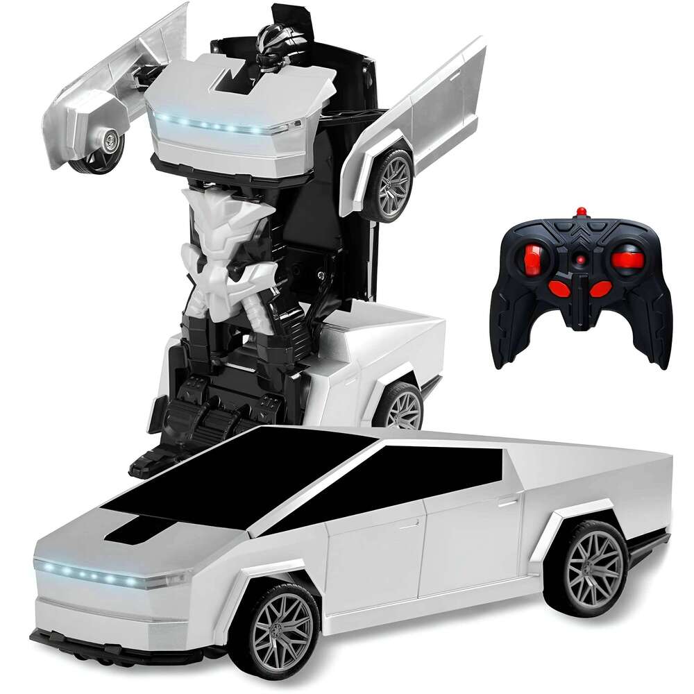 2.4GHz Remote Control Transforming Robot Car Toy with LED Lights,360 Spin, Drift Mode,One-Button Deformation,Gift for Boys 4-8+ Y260131