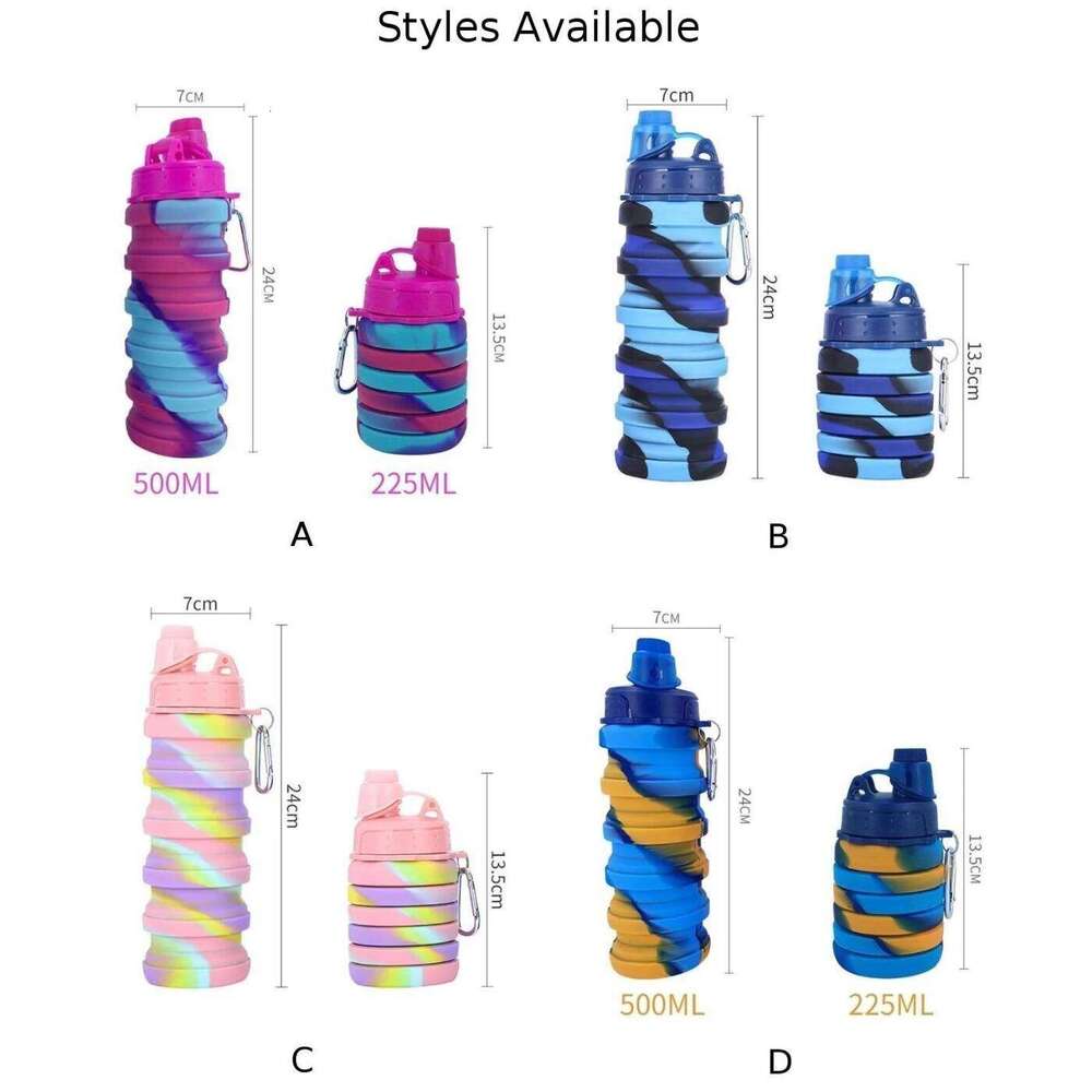 1pc Outdoor Bottle 500ml Food-grade Silicone Portable Leak-proof Collapsible Kettle For Hiking Travel Water Cup Parts Z260202