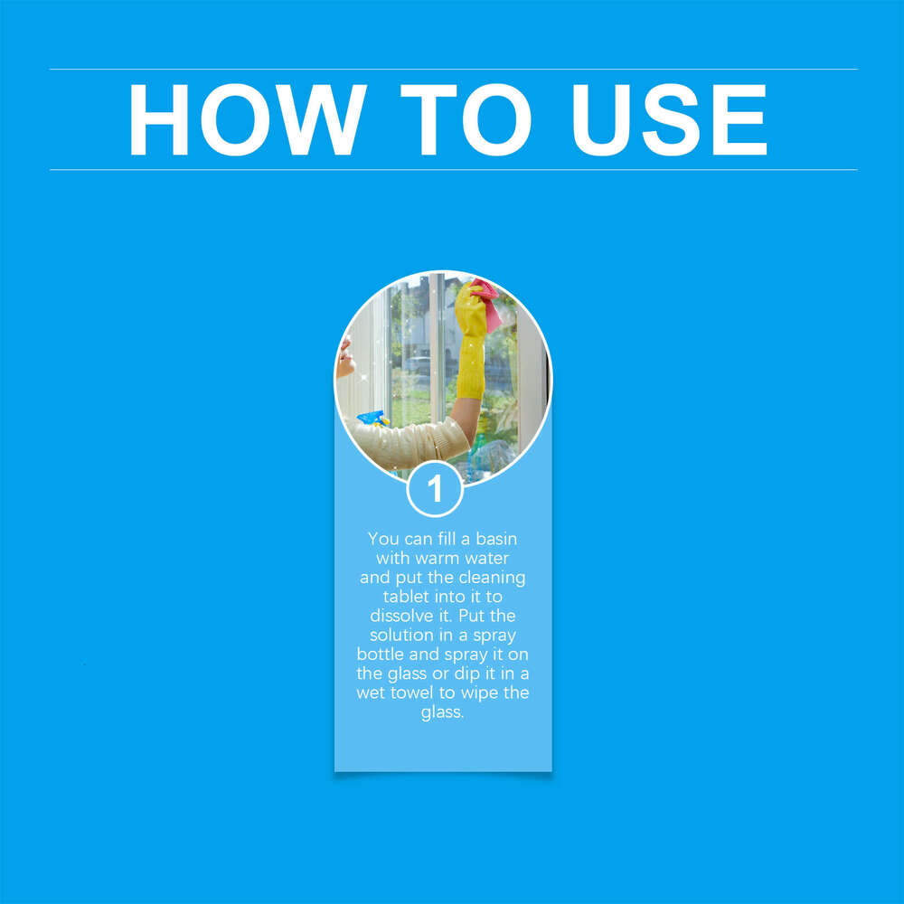 Jue-Fish Glass Cleaner Effervescent Tablets for Cleaning Water Stains, Dust, Stubborn Dirt on Windows and Doors, Making Surfaces Sparkling Clean S2602