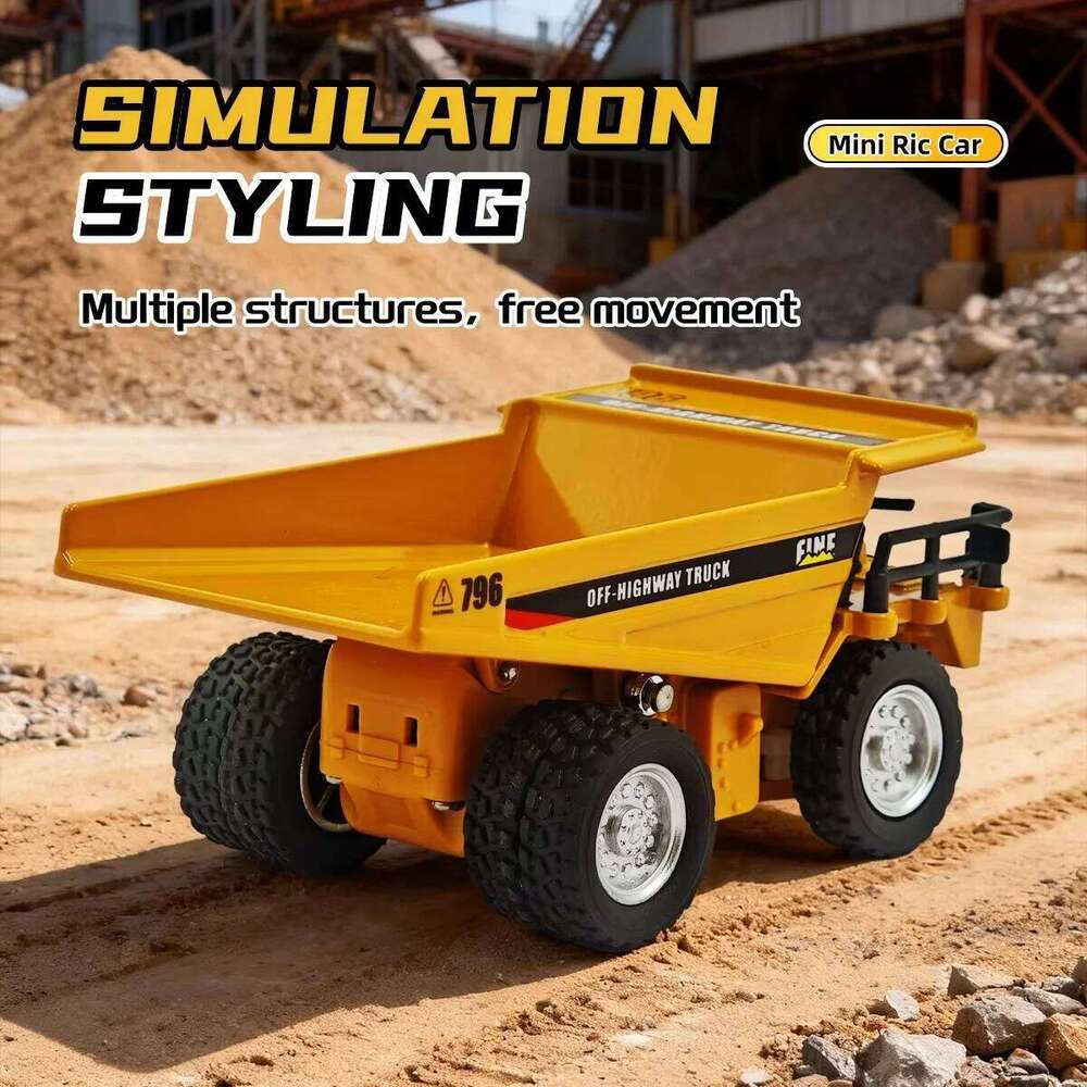 2025 new desktop engineering Dump truck 1:64 mini four-wheel drive drift full proportion remote control car Y260131