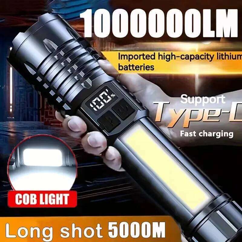 Heinast High Power LED Powerful TYPE-C Rechargeable COB Flashlight With Side Light Torch For Outdoor Camping Hiking H26013111
