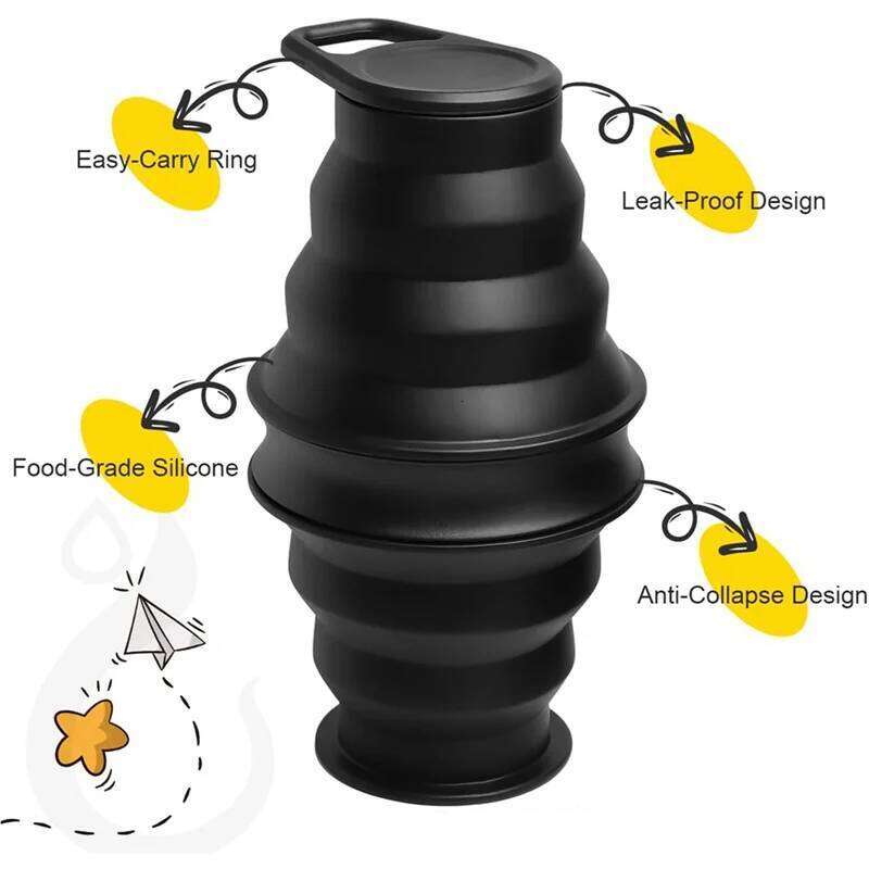 A18E-2PCS Collapsible Water Bottles 17 Oz BPA Free Leak Proof Foldable Silicone Bottle With Anti-Collapse Ring Z260202