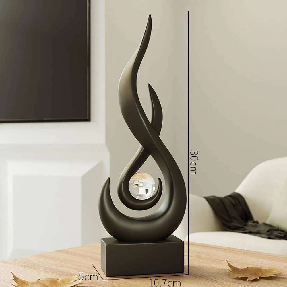 Resin Abstract Fire Statue Modern Art Sculpture Desk Ornament Vintage Study Office Home Interior Arrange Decorative Figurines Y260202
