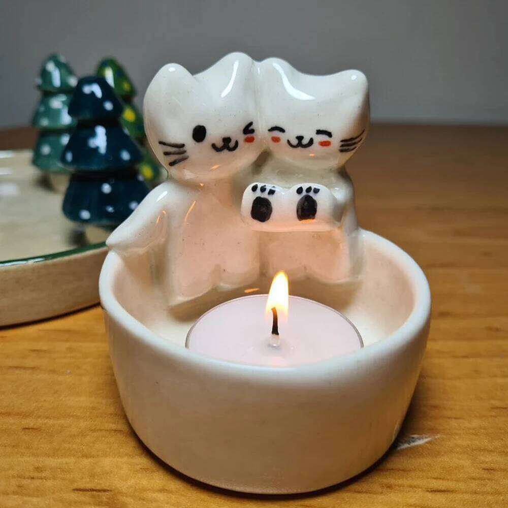 Cat/Dog/Rabbit/Fox Animal Candle Warming Paws Aromatherapy Cute Scented Light Holder Cartoon for Home Decor Y260131