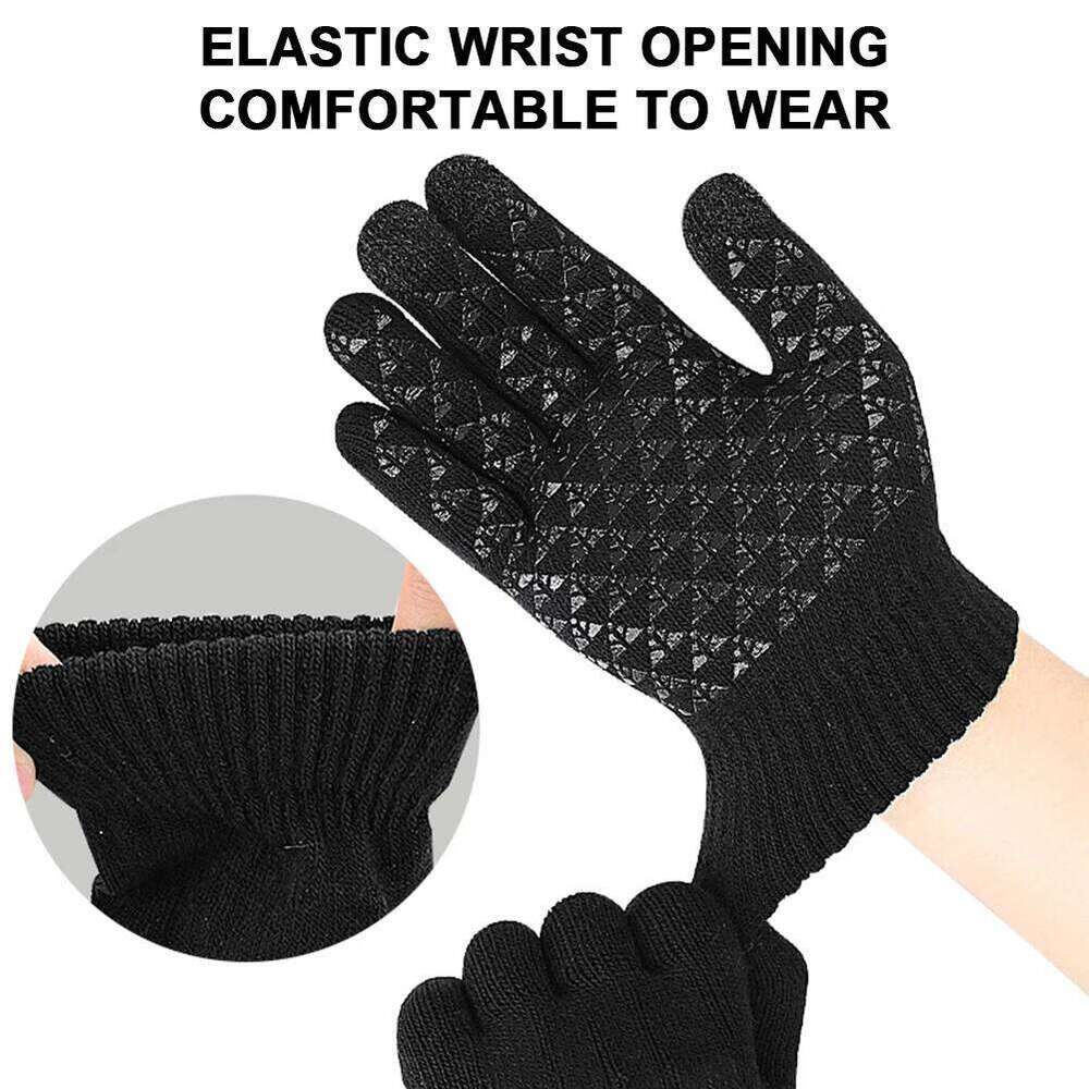 USB Electric Heated Gloves Full Finger Non-Slip Touch Screen Glove Windproof Thicken Thermal Knitting Mitts For Outdoor Cycling XJ260202