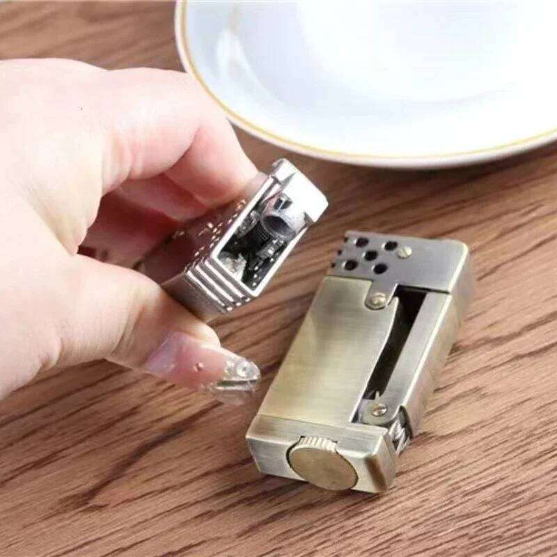 Vintage Nostalgic Petrol Trenche Kerosene Retro Gasoline Flint Side Pressure Ignition Cigarette Lighter W260202