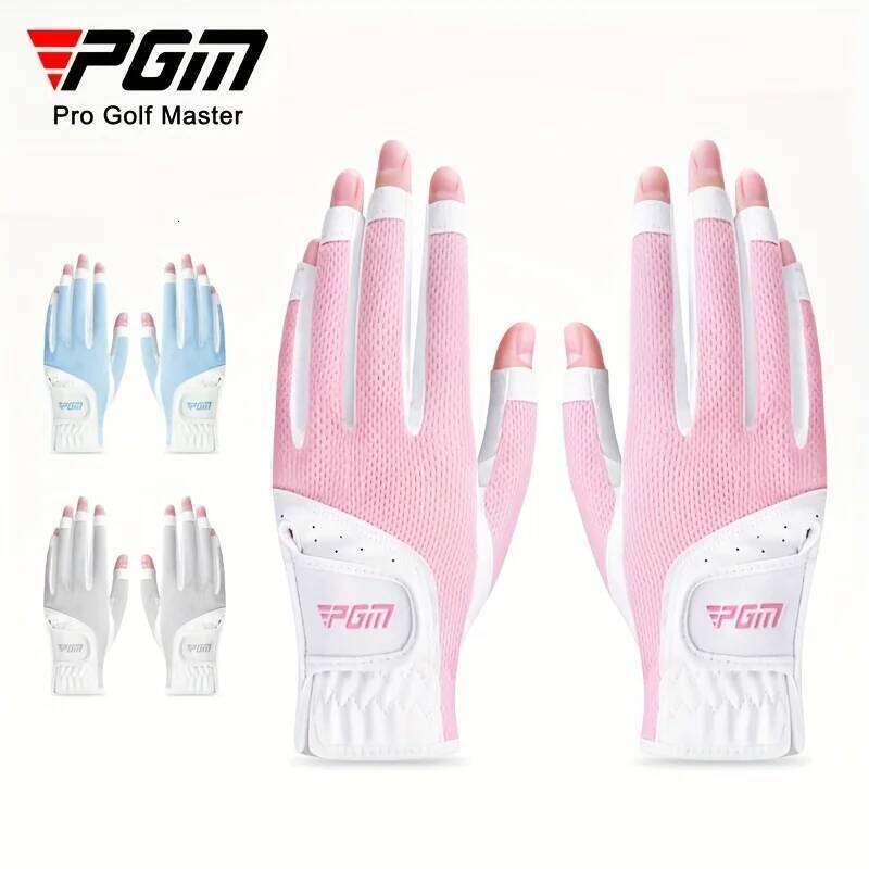 PGM 1 Pair Women's Open Golf Gloves Breathable Mesh PU Sunscreen Finger Cover Left and Right Hand ST032 XJ260202