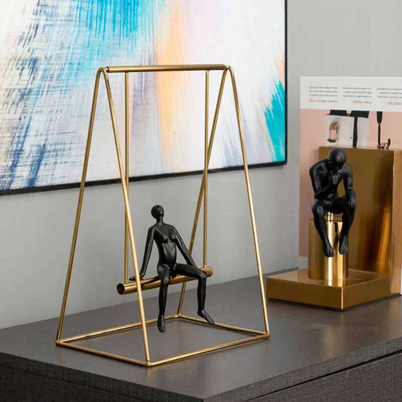 Creative Metal Contemplative Character Statues, Desktop Ornaments, Living Room Foyer, Wine Cabinet Decorative Crafts Y260202