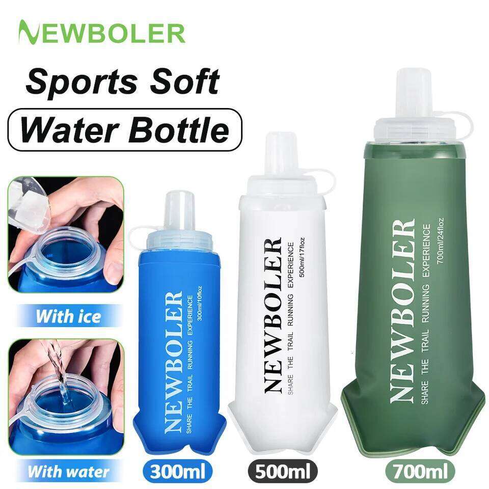 NEWBOLER 300ml/500ml/700ml Soft Flask Foldable Silicone Water Bottle TPU Kettle for Outdoor Camping Running Cycling Z260202