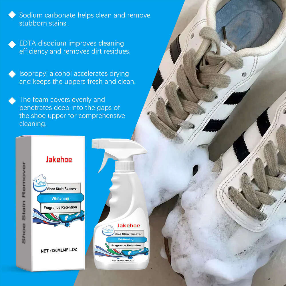 Jakehoe Stain Removal Foam Spray for Sneakers and Sports Shoes, Cleans Shoe Surface Stains, Brightens Yellowed Edges S260202