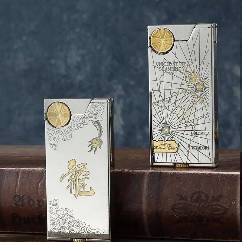 New Slim Kerosene Creative Mini Small Portable Laser Electroplating Process Pure Copper Lightweight and Stylish Lighter W260202