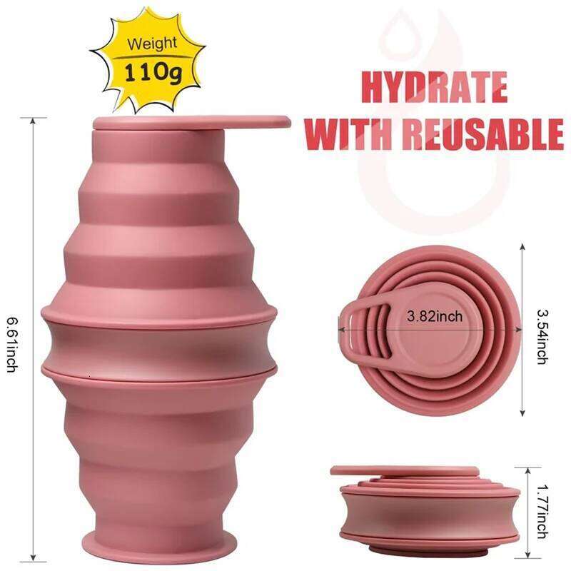 A18E-2PCS Collapsible Water Bottles 17 Oz BPA Free Leak Proof Foldable Silicone Bottle With Anti-Collapse Ring Z260202