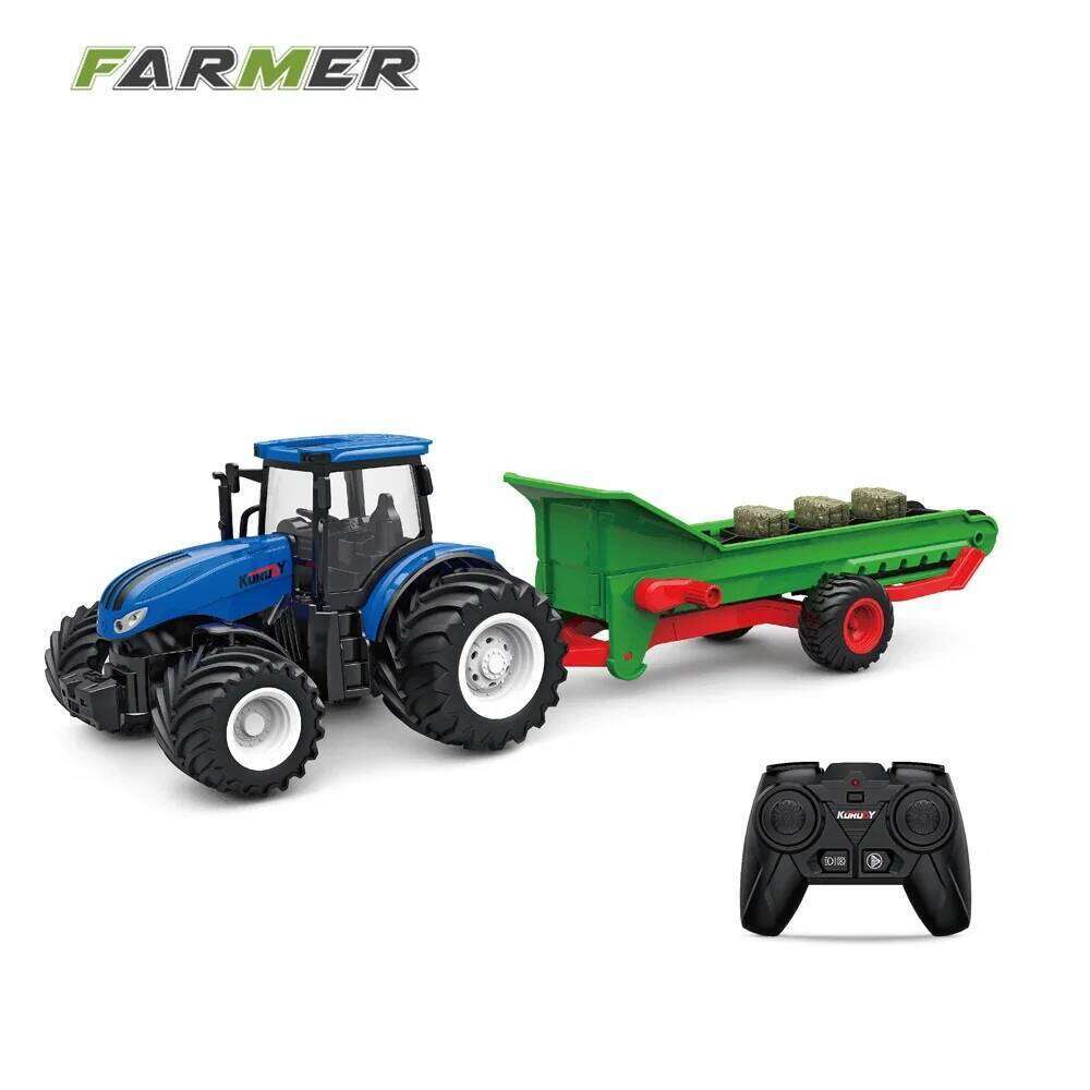 High horsepower electric 6CH remote control tractor 2.4G RC farmer tool engineering car children's toy Y260131