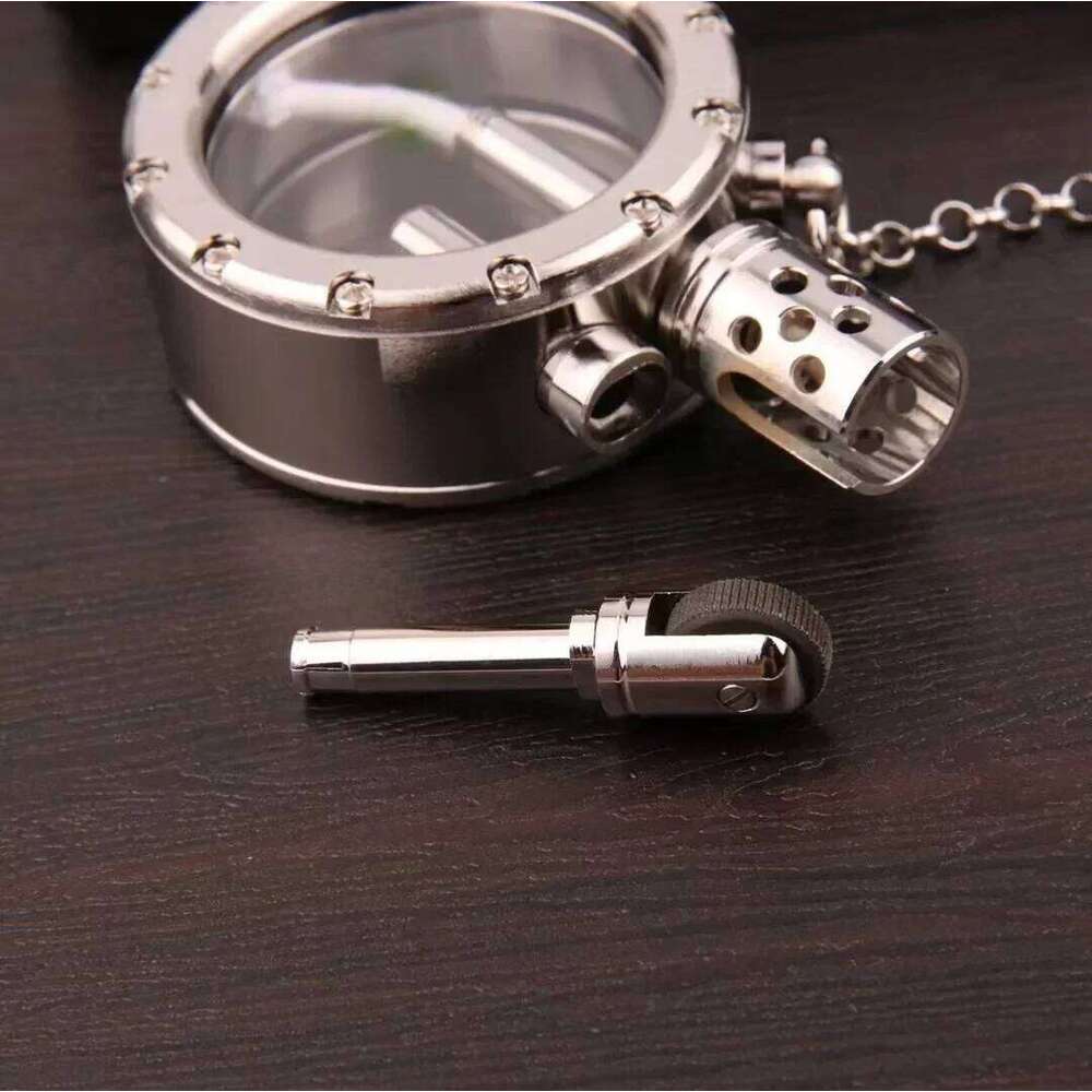 Handmade Pure Copper Lighter Quartz Visible Transparent Oil Tank Lighters Portable Round Collection Gift for Man W260202