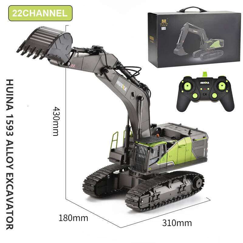 HUINA 1593 RC Excavator 1/14 Metal Alloy Engineering Crawler Tractor 2.4G Electric Remote Control Car Rc Vehicle Toys for Kids Y260131