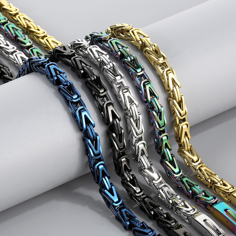 Trendy Mens Hip-Hop Style Stainless Steel Emperor Chain Accessories Fashion Street Domineering V-Shaped Woven Mens Steel Necklace 240115