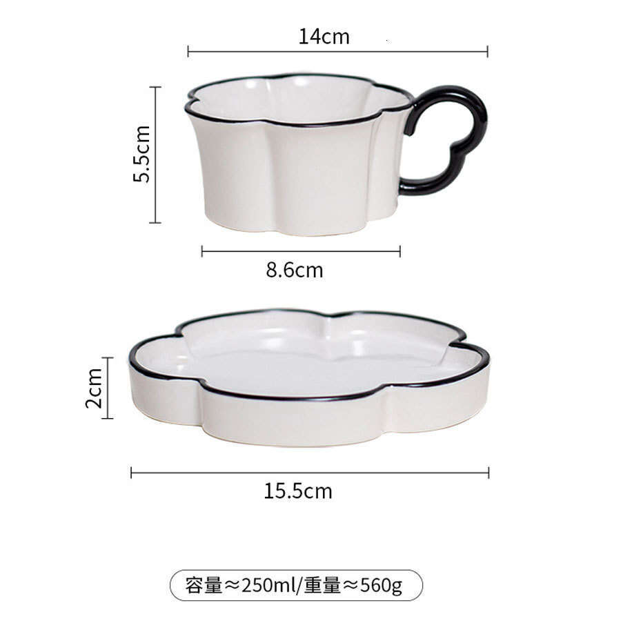 designer cup Nordic Minimalist Petal Shape Ceramic Coffee Cup Saucer Set for Personalized Office and Home Afternoon Tea