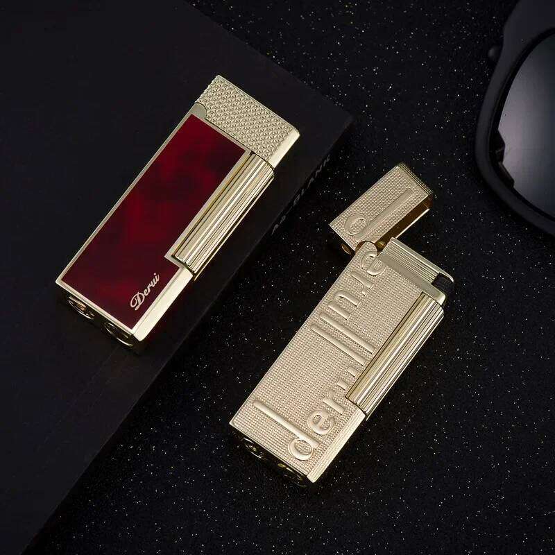 New High-end Women's Narrow Version Metal Grinding Wheel Side-slip Ignition Gas Open Flame Lighter Exquisite Gift W260202