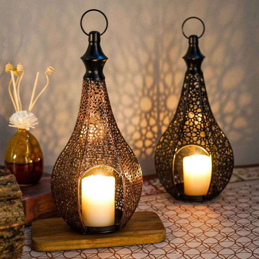 Metal Lantern Morocco Ornament Vintage Home Candle Holder Decoration Farmhouse Style Wrought Y260131