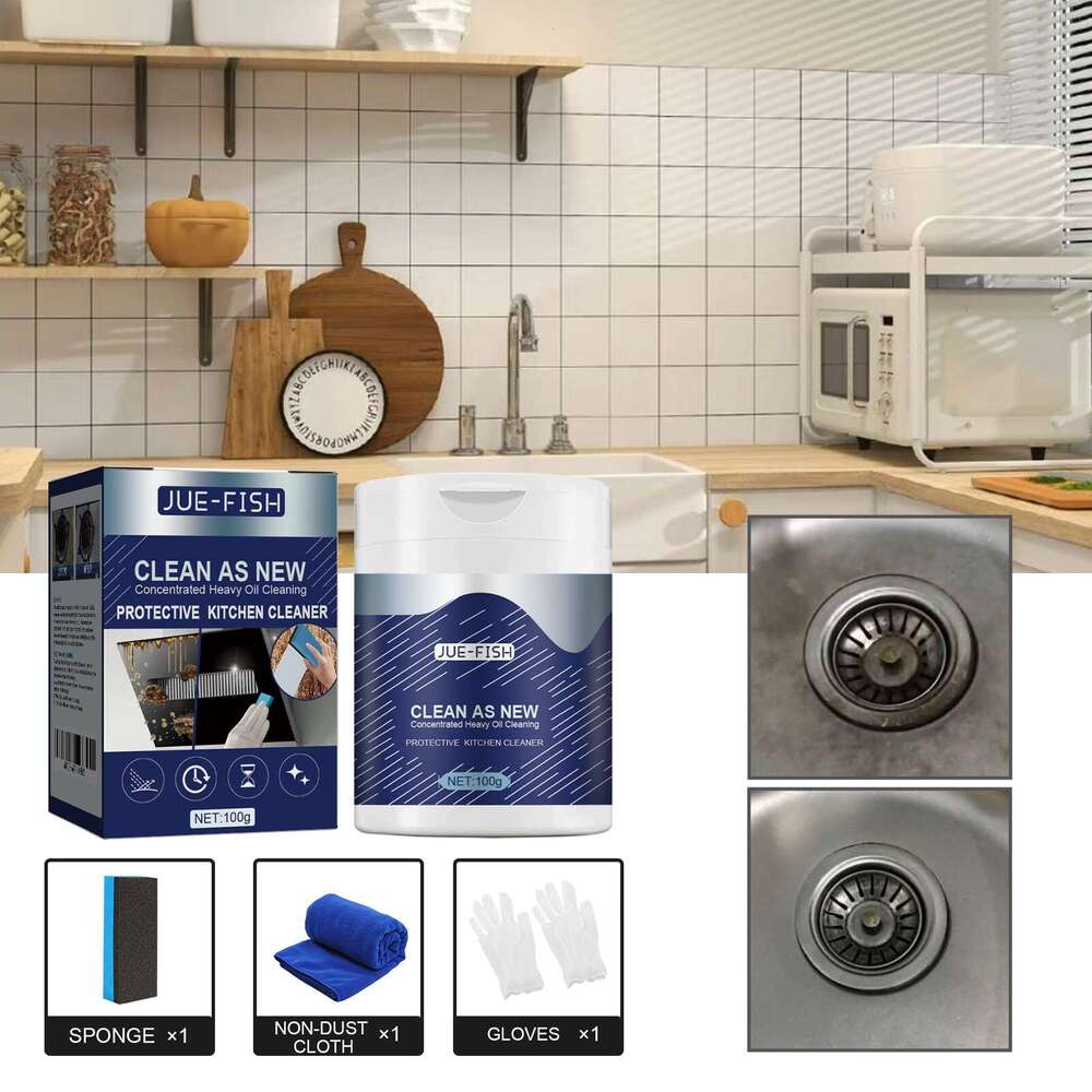 Jue-Fish Protective Kitchen Range Hood Stove Faucet Oil Stain Cleaning Powder S260202