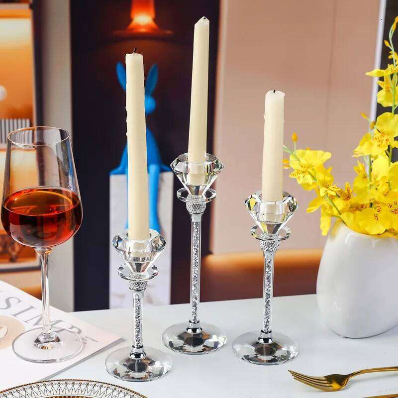 Home Decoration, Crystal Glass Centerpieces for Tables, Candle Holder, Candlelight Dinner Wedding Props Y260131
