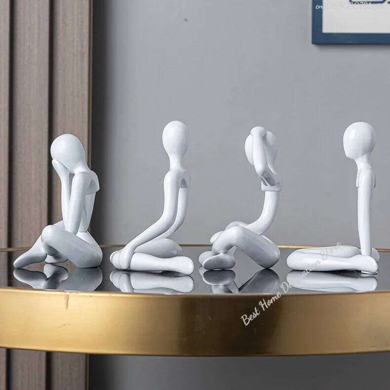 1pc Plastic Thinker Statues Abstract Mini Characters Figurines Home Office Study Room Bookshelf Decor Accessories Y260202