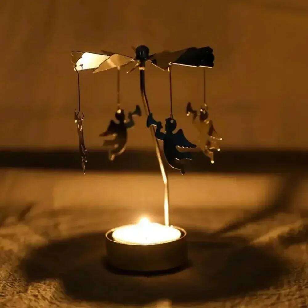 Multi-shape Rotating Candlesticks Snowflake Angel Romantic Tea Party Candle Holder Wedding Christmas Metal Home Decor Y260131