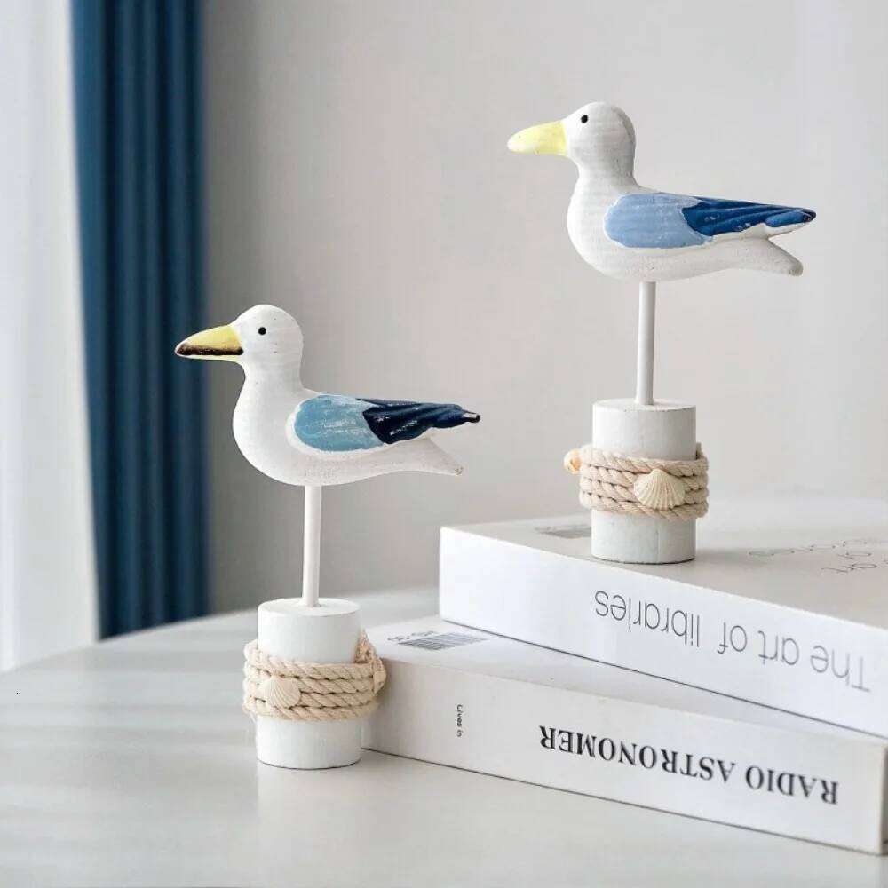 Mediterranean Style Tree Stump Seabird Ornament Home TV Cabinet Desktop Children's Room Beautification Decoration Creative Gift Y260202
