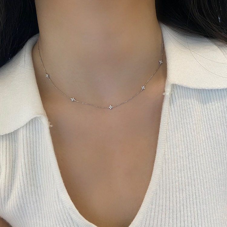 Cross Border Designer Bracelet With 18K Gold-plated Four Leaf Luxury Bracelet Three Leaf Clover Star Necklace Zircon Sterling Silver Elegant For Women