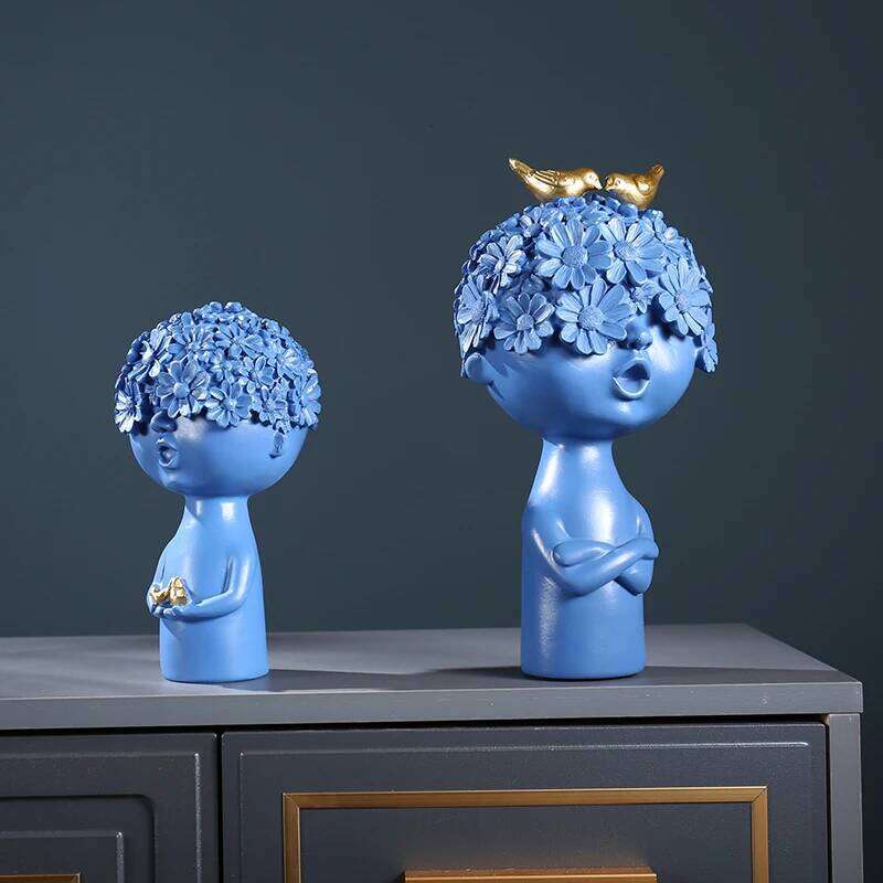 Nordic Flower Head Character Resin Adornments Home Livingroom Desktop Figurines Crafts Office Coffee Table Ornaments Decoration Y260202