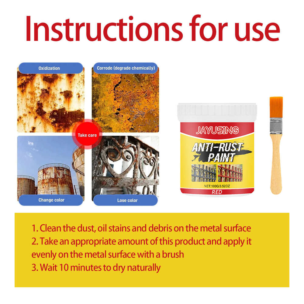 Jayusing Rust Removal Paint Iron Door Railing Metal Cleaning Renovation Anti-Rust Coating Primer S260202