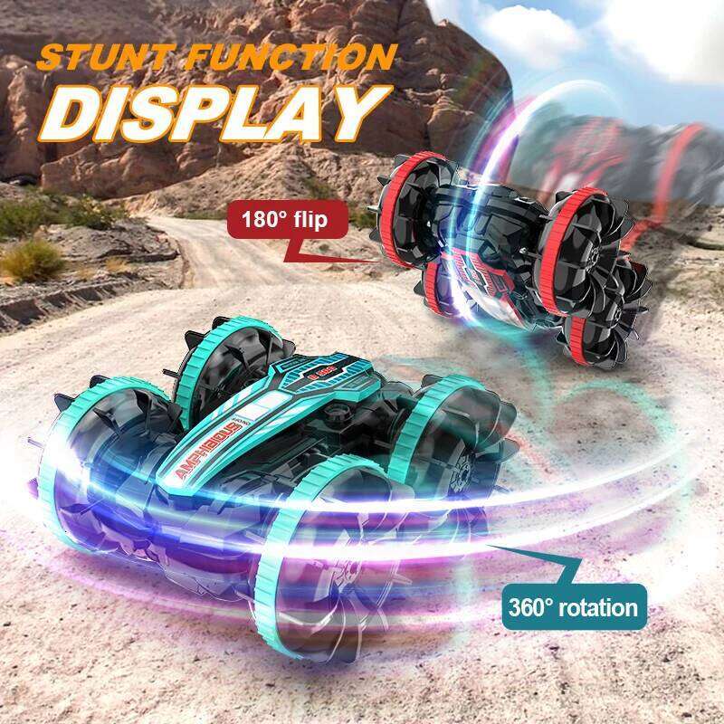 Remote-controlled toy car, with colorful flashing lights, suitable both water and land use, a gift for children Y260131