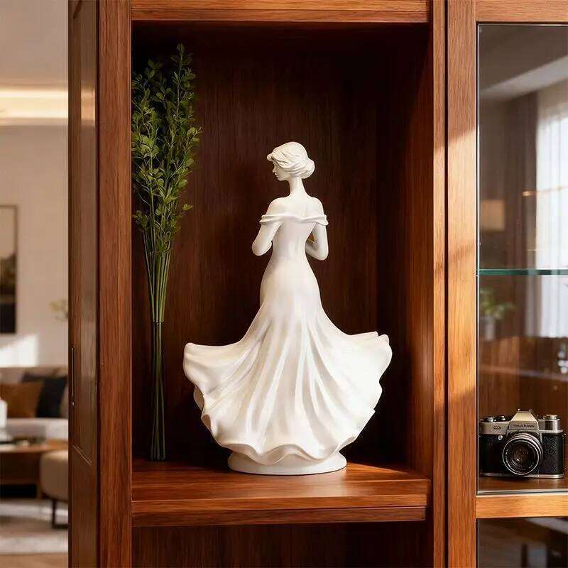 White Resin Figure Art Living Room Entrance TV Cabinet Human Body Exquisite Goddess Decor Woman Small Sculpture Gift Y260202