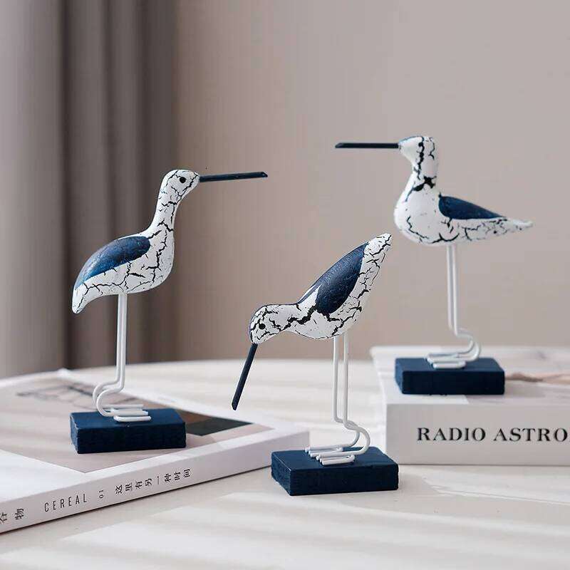 3pcs Wooden Seagull Figurine Nautical Decorations Ornaments Mediterranean Style Coastal Beach Room Garden Decoration for Bedroom Y260202