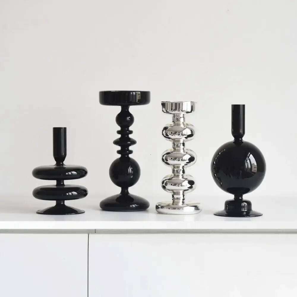Simple European Style Glass Candle Holders Elegant Unique Tea Light Rack Romantic Retro Minimalist Candlestick Living Room Y260131