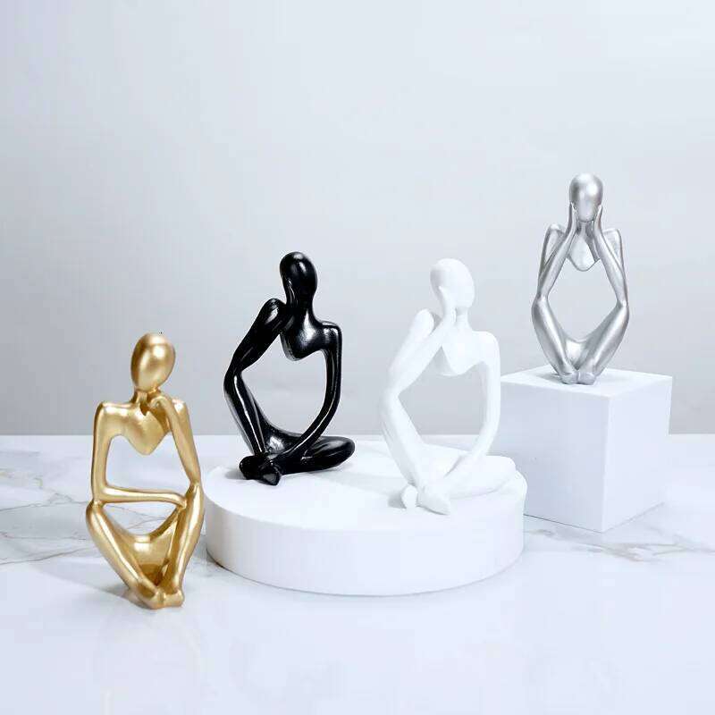 Thinker Statue Abstract Yoga Figurine Resin Handmade Crafts Sculpture Home Decor Interior Office Desktop Ornaments Y260202