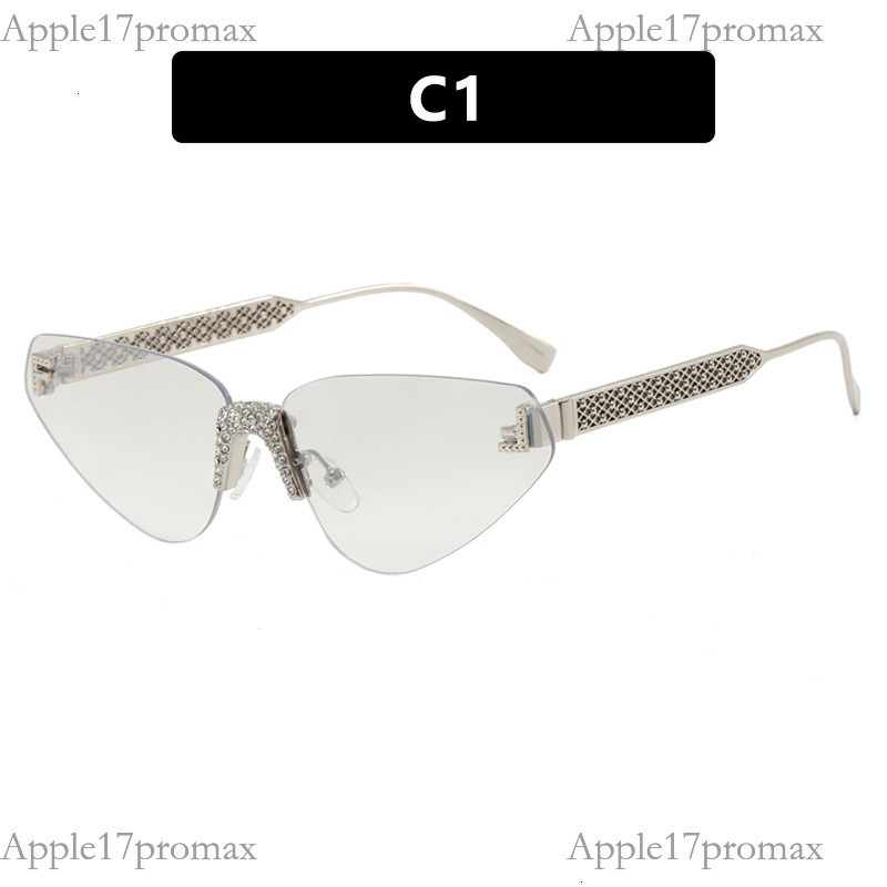 Luxury Brand Designer Kedun Letter F Frameless Diamond Triangle Cat Eye Sunglasses 2026 New Fashion Sunglasses European And American Street Style