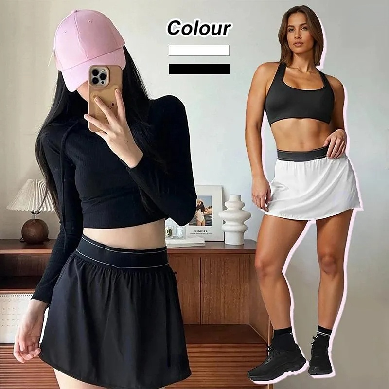 Skirts Yoga High-end Moisture Wicking Water-cooled Tennis Skirt Women's Quick-drying Breathable Double-layer Sports Pants