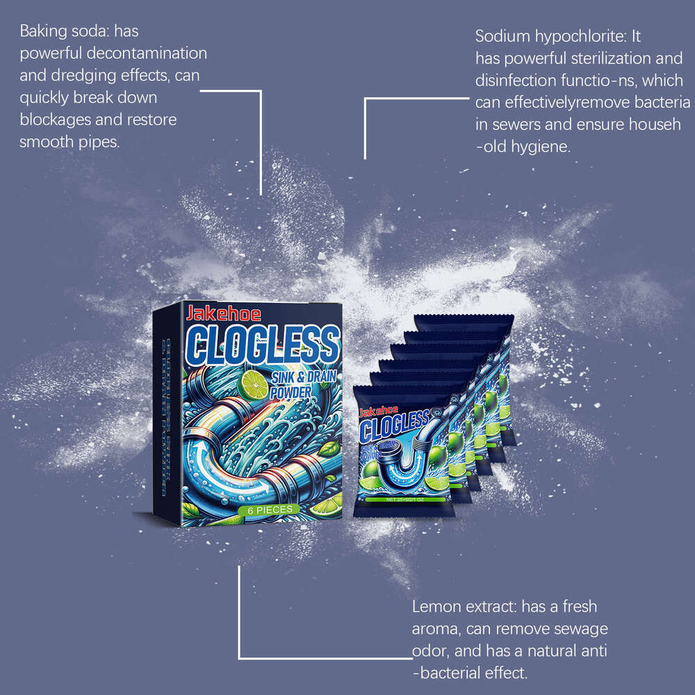 Jakehoe Box Kitchen Toilet Drain Pipe Dissolver Odor Removal Grease Blockage Cleaning Powder S260202 4c3