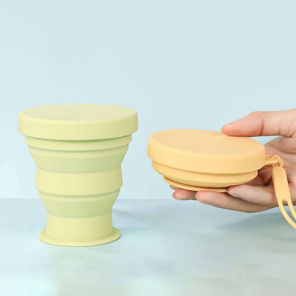 Portable 200ML Foldable Water Silicone Handheld Mini Retractable with Lid Travel Collapsible Cup Camping Cutlery Z260202