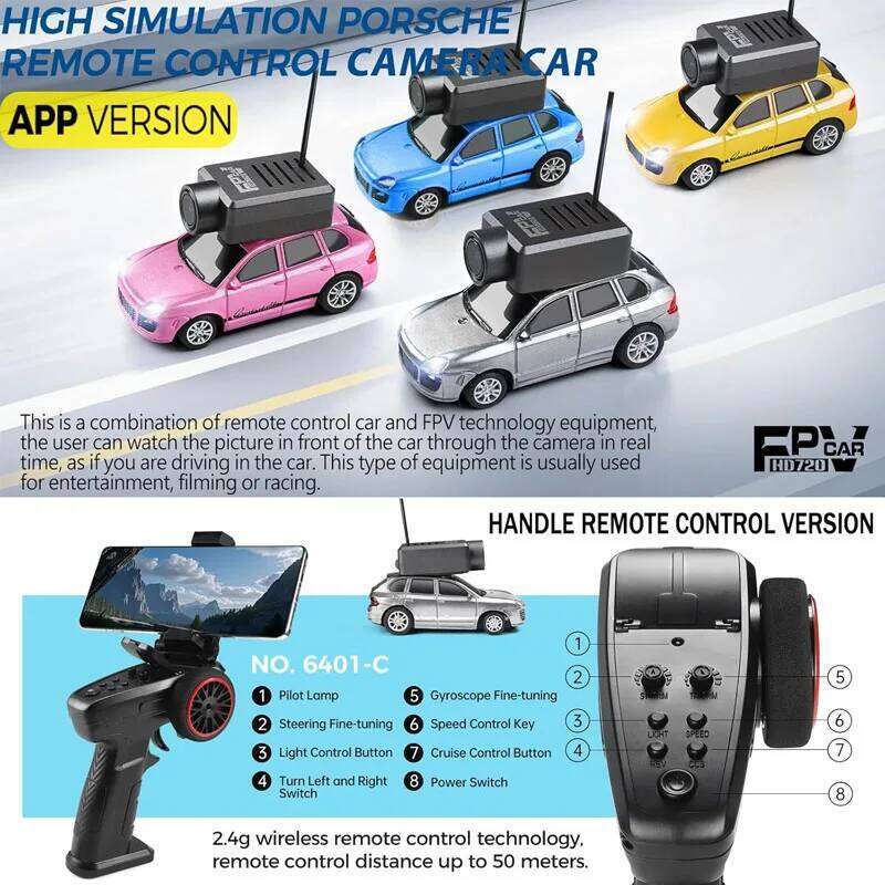 WLtoys 6401 1:64 Mini Car 2.4G Remote Control with 720P FPV Camera & WiFi APP, 2025 New RC Racing Toy Gift for Boys Girls Y260131